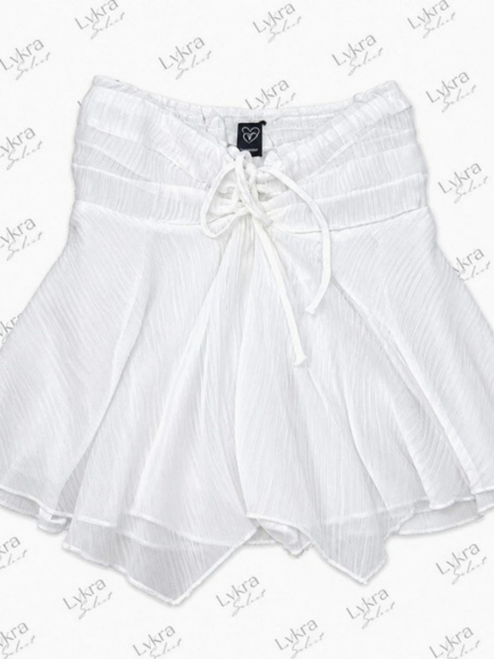 White Strapless Ruched Tie-Front Flowy Top – New